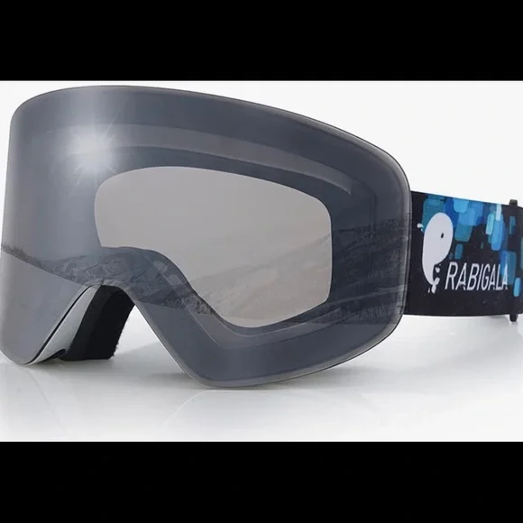 NWT Ski Goggles with Detachable Lens, Frameless Magnetic lenses (silver/blue)